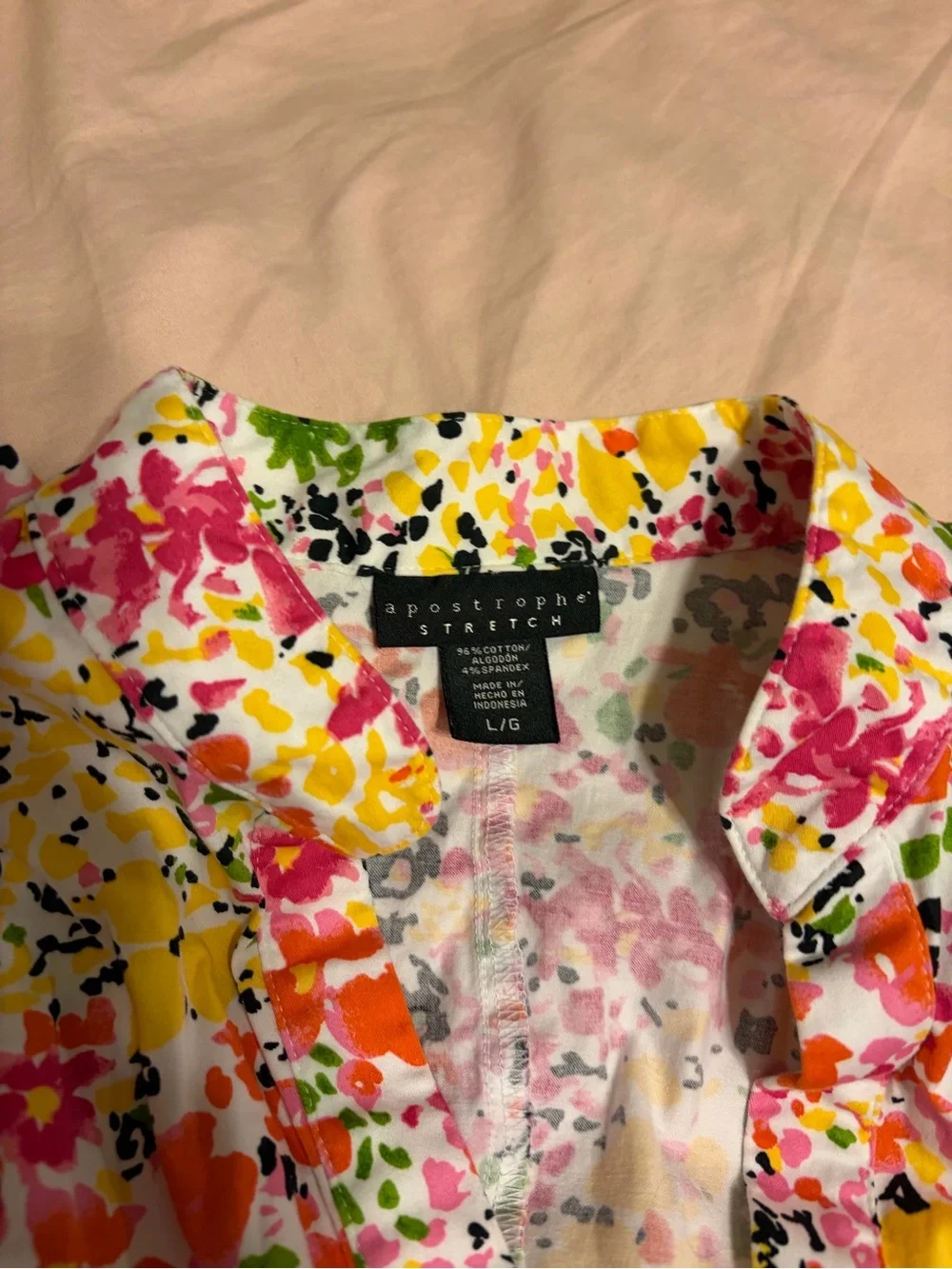 Sleeveless Floral Button-Front Top - Bright Multicolor